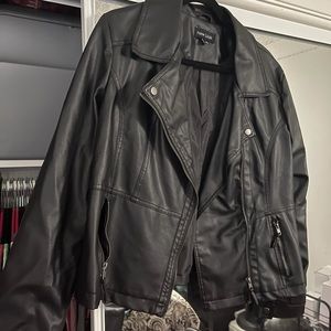 Faux leather motorcycle jacket
